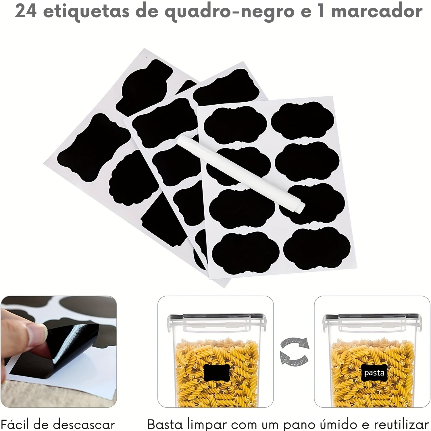 Conjunto Organizadores de Despensa com Etiquetas e Marcador
