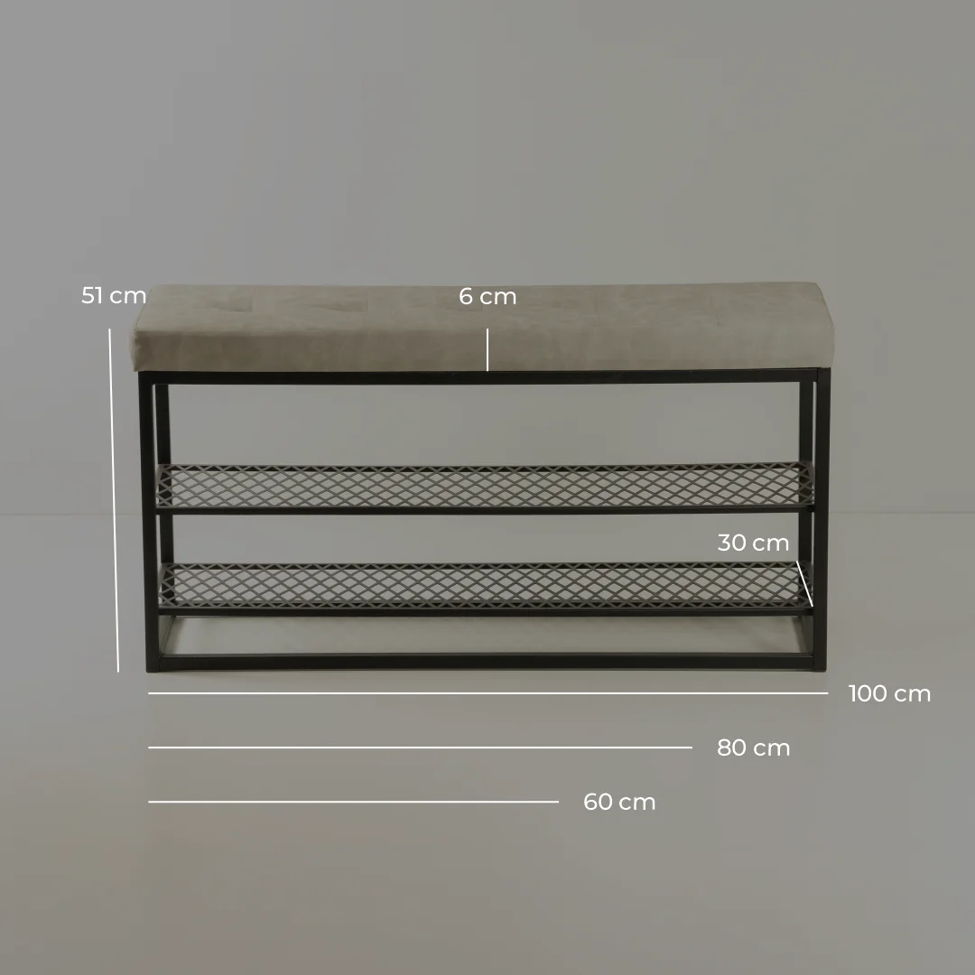 Sapateira Banco Sion Duo - Estofado Preto